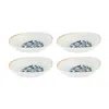 Turgla Home Blue Viento Organic Decorated Porcelain Oval Bowl Set Of Four