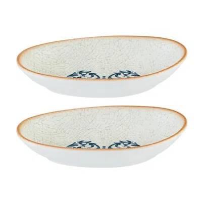 Turgla Home Blue Viento Organic Decorated Porcelain Platter Set Of Two