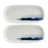 Turgla Home Blue / White Blue Wave Oval Decorated Porcelain Platter Set Of Two