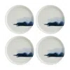 Turgla Home Blue / White Blue Wave Round Decorated Porcelain Side Plate Set Of Four