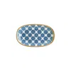 Turgla Home Blue / White Calif Oval Decorated Porcelain Platter