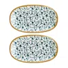 Turgla Home Blue / White Calif Oval Decorated Porcelain Platter Set Of Two
