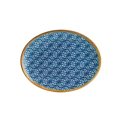 Turgla Home Blue / White Calif  Oval Decorated Porcelain Serving Platter