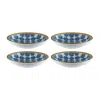 Turgla Home Blue / White Calif Round Decorated Porcelain Bowl Set Of Four