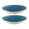 Turgla Home Blue / White Calif Round Decorated Porcelain Entree Bowl Set Of Two