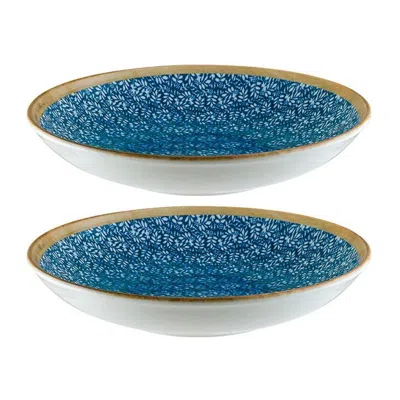 Turgla Home Blue / White Calif Round Decorated Porcelain Entree Bowl Set Of Two