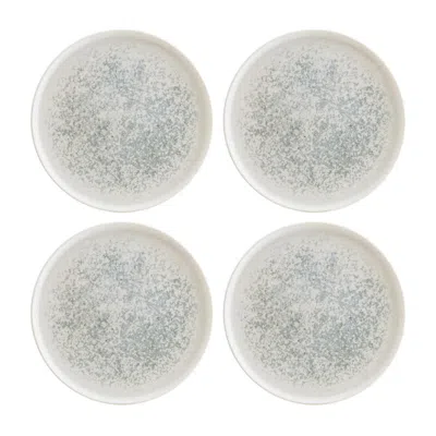 Turgla Home Blue / White Luna Ocean Round Decorated Porcelain Plate Set Of Four
