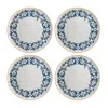Turgla Home Blue / White Viento Round Decorated Porcelain Side Appetizer Plate, Set Of Four