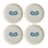 Turgla Home Blue / White Viento Round Decorated Porcelain Side Plate Set Of Four