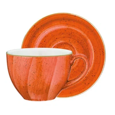 Turgla Home Cappuccino Cup & Saucer In Orange