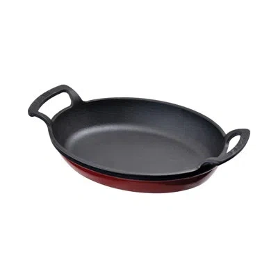 Turgla Home Cast Iron 9" X 6.75" X H:2.5" Oval Cast Iron Pan In Red