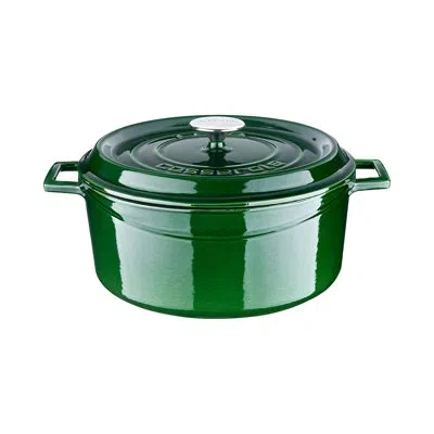 Turgla Home Cast Iron Dia.11" H:2" Round Cast Iron Dutch Oven In Green