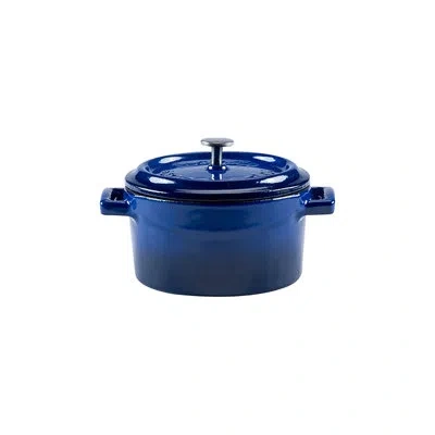 Turgla Home Cast Iron Dia.4" H:2" 13 Oz. Round Cast Iron Dutch Oven In Blue