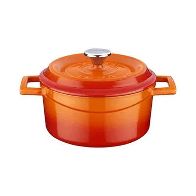 Turgla Home Cast Iron Dia.5" H:2.5" 18 Oz. Round Cast Iron Dutch Oven In Orange