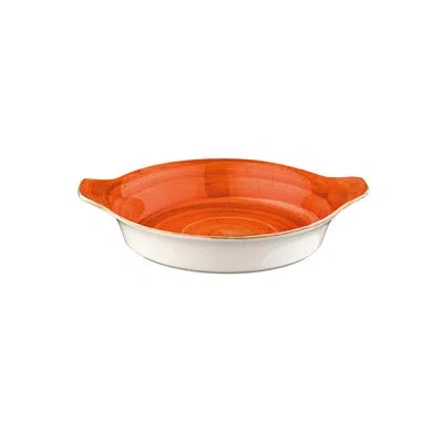 Turgla Home Ceramic Round Au Gratin Dish In Orange