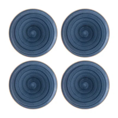 Turgla Home Dusk Round Blue Porcelain Plate Set Of Four