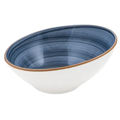 Turgla Home Dusk Round Blue Porcelain Slanted Bowl