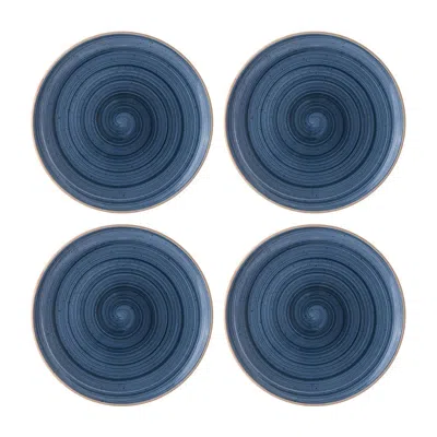 Turgla Home Dusk Round Blue Porcelain Ten Inch Dinner Plate Set Of Four
