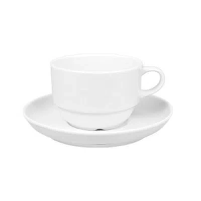 Turgla Home European Coffee Mug & Saucer In White