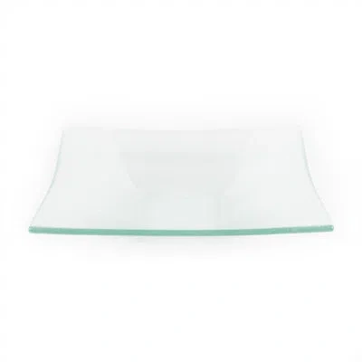 Turgla Home Glass Dinnerware 10.75" X 0.5" X H:1.5" 1 Oz. Square Clear Glass Deep Plate