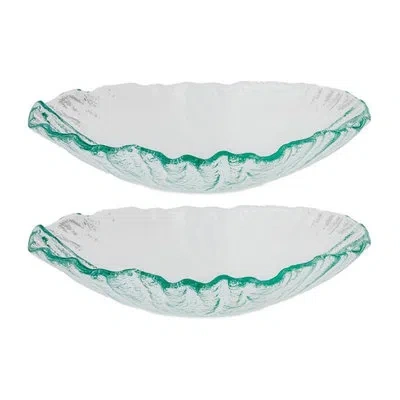 Turgla Home Glass Dinnerware 10.75" X 7" X H:3" 30 Oz. Oval Clear Glass Deep Plate (set Of 2)