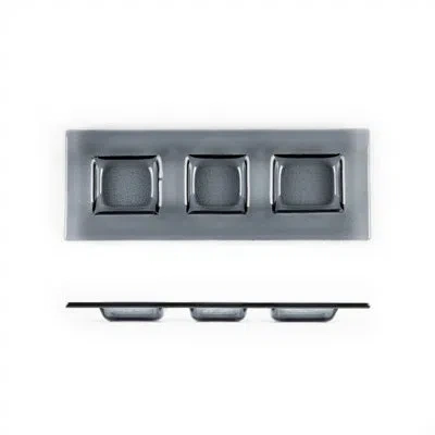 Turgla Home Glass Dinnerware 12.25" X 4" Rectangular Charcoal Glass Sectional Plate (set Of 2) In Gray