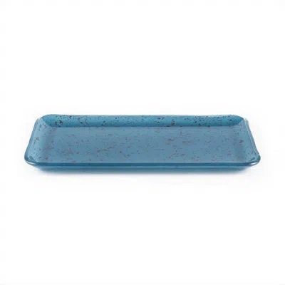Turgla Home Glass Dinnerware 12.25" X 6" X H:1" Rectangular Glass Platter In Blue