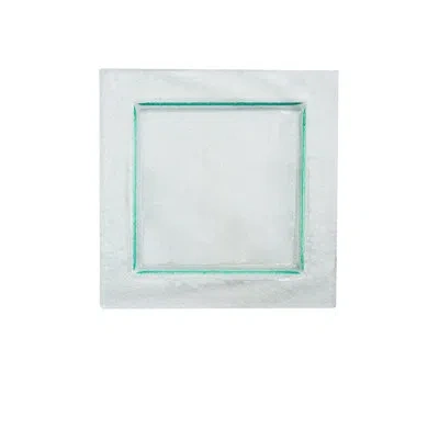Turgla Home Glass Dinnerware 17.75" X 17.75" X H:0.5" Square Clear Glass Platter