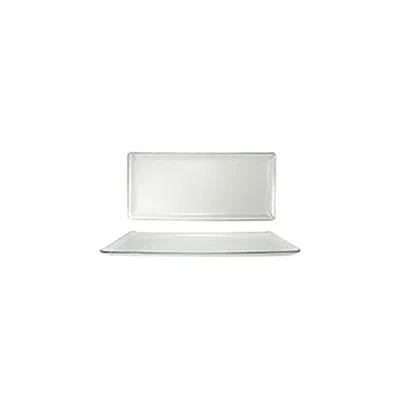 Turgla Home Glass Dinnerware 18" X 8" X H:1" Rectangular Clear Glass Platter In White