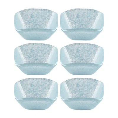 Turgla Home Glass Dinnerware 2.25" X 2.25" X H:1.5" 2 Oz. Square  Glass Ramekin (set Of 6) In Light Blue