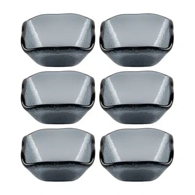 Turgla Home Glass Dinnerware 2.25" X 2.25" X H:1.5" 2 Oz. Square Transparent Glass Ramekin (set Of 6) In Gray