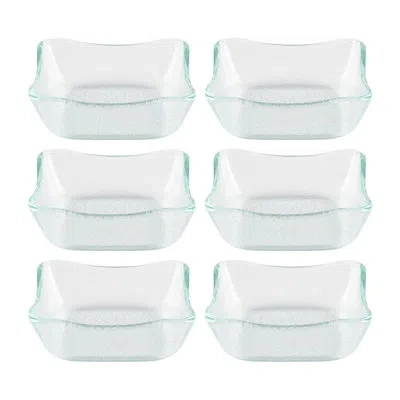 Turgla Home Glass Dinnerware 3.5" X 3.5" X H:1.25" 3 Oz. Square Clear Glass Deep Plate (set Of 6)