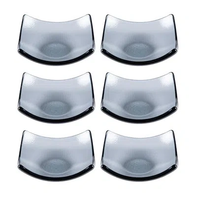 Turgla Home Glass Dinnerware 3.5" X 3.5" X H:1.25" 3 Oz. Square Glass Ramekin (set Of 6) In Gray