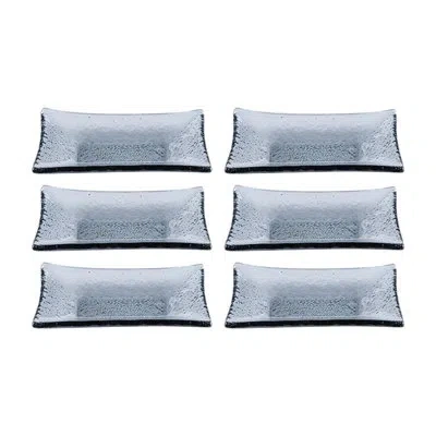 Turgla Home Glass Dinnerware 4.25" X 2.5" X H:0.5" 1 Oz. Rectangular  Glass Ramekin (set Of 6) In Gray