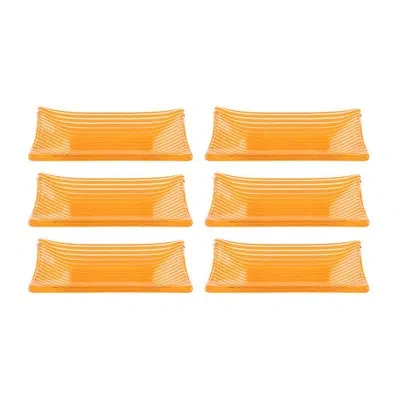 Turgla Home Glass Dinnerware 4.25" X 2.5" X H:0.5" 1 Oz. Rectangular  Glass Ramekin (set Of 6) In Orange