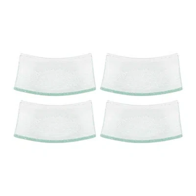 Turgla Home Glass Dinnerware 5.75" X 5.75" Square Glass Plate (set Of 4) In Clear