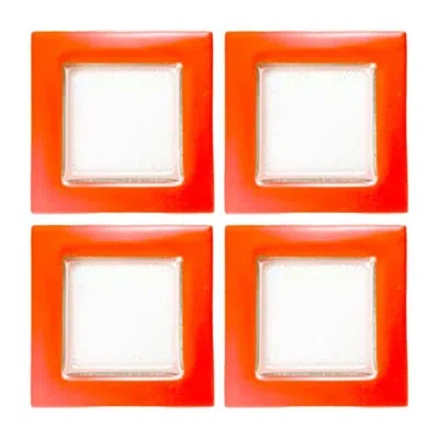 Turgla Home Glass Dinnerware 6" X 6" Square Glass Plate (set Of 4) In Orange