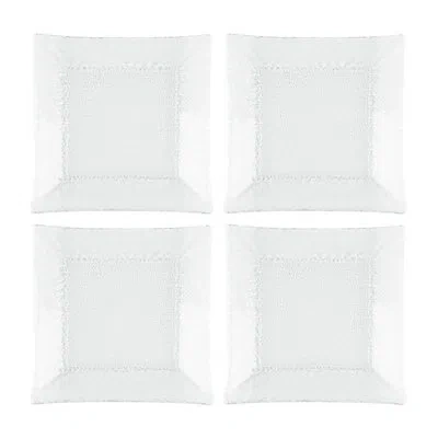 Turgla Home Glass Dinnerware 6.25" X 6" Square Clear Glass Plate (set Of 4)