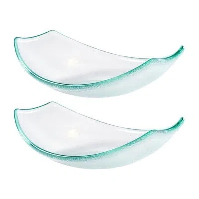 Turgla Home Glass Dinnerware 7" X 5.25" X H:2" 5 Oz. Oval Clear Glass Bowl (set Of 2)