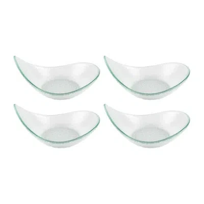Turgla Home Glass Dinnerware 7.5" X 5.75" X H:3.25" 10 Oz. Oval Clear Glass Bowl (set Of 4)