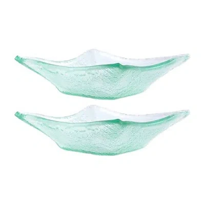 Turgla Home Glass Dinnerware 7.5" X 7.5" X H:2" 15 Oz. Square Charcoal Glass Deep Plate (set Of 2) In Clear