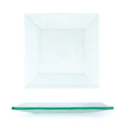 Turgla Home Glass Dinnerware 7.75" X 7.75" Square Clear Glass Plate (set Of 2)