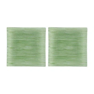 Turgla Home Glass Dinnerware 7.75" X 7.75" Square  Glass Plate (set Of 2) In Green