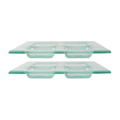Turgla Home Glass Dinnerware 8" X 8" Square Clear Glass Sectional Plate (set Of 2)
