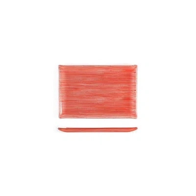 Turgla Home Glass Dinnerware 8.5" X 5.75" Rectangular Glass Plate (set Of 2) In Red