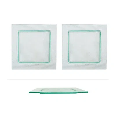 Turgla Home Glass Dinnerware 8.75" X 8.75" Square Clear Glass Plate (set Of 2) In Multi
