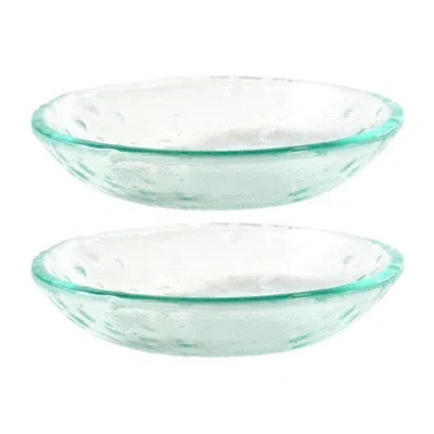 Turgla Home Glass Dinnerware Dia.10.25" H:1.5" 40 Oz. Round Clear Glass Bowl (set Of 2)