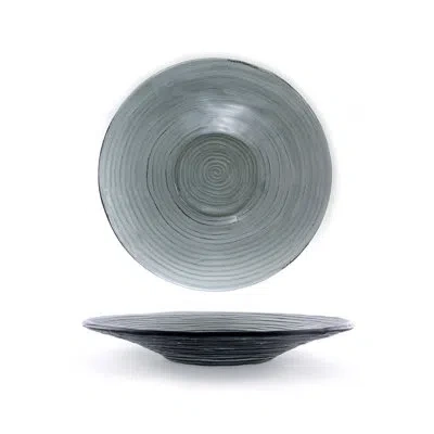 Turgla Home Glass Dinnerware Dia.11.75" H:1.5" 32 Oz. Round Glass Bowl In Gray