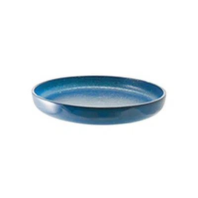 Turgla Home Glass Dinnerware Dia.13.5" H:1" Round Glass Platter In Blue