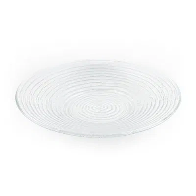 Turgla Home Glass Dinnerware Dia.17.75" H:3" 4.5 Qt. Round Charcoal Glass Bowl In Clear